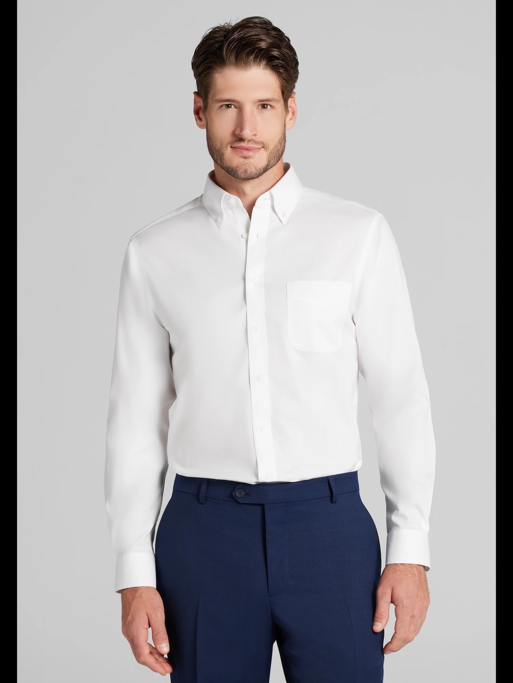 Jos. A. Bank Traveler Collection Slim Fit Button-Down Collar Solid Dress Shirt